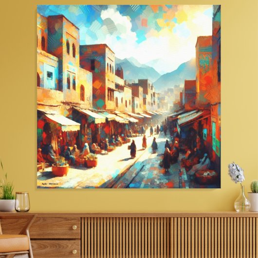 Moroccan_Market_in_Agdz Canvas Afdruk (Insitu (Woonkamer))