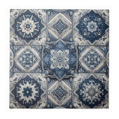 Moroccan Mediterranean Blue & White Tile Pattern Tegeltje (Voorkant)