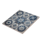 Moroccan Mediterranean Blue & White Tile Pattern Tegeltje (Zijkant)