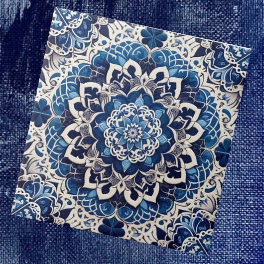 Moroccan Mediterranean Blue & White Tile Pattern Tegeltje