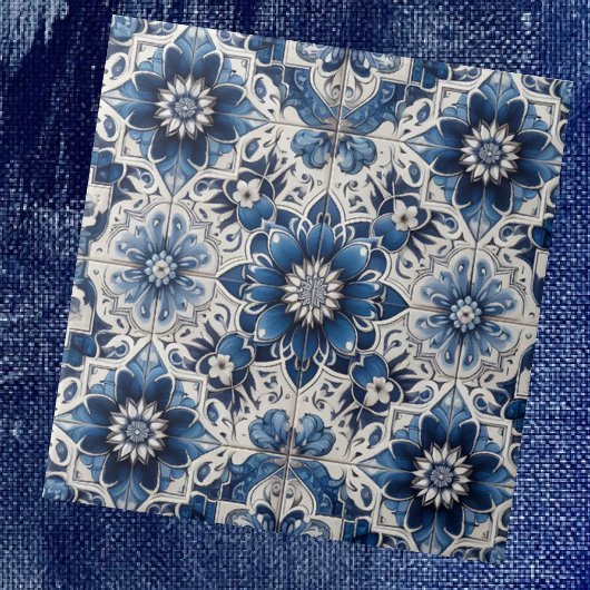 Moroccan Mediterranean Blue & White Tile Pattern Tegeltje