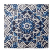 Moroccan Mediterranean Blue & White Tile Pattern Tegeltje (Voorkant)