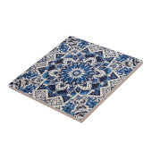 Moroccan Mediterranean Blue & White Tile Pattern Tegeltje (Zijkant)