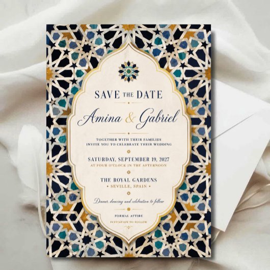  Moroccan Mosaic Elegant Mediterranean  Save The Date