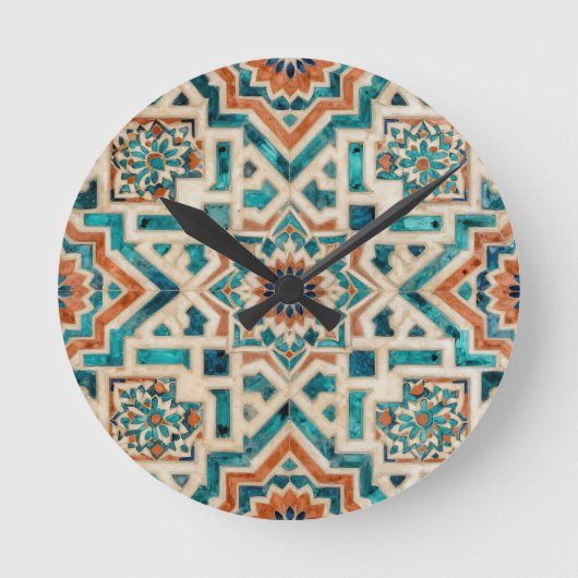 Moroccan Mosaic Pattern Ronde Klok (Voorkant)
