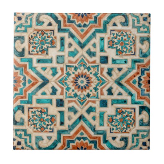 Moroccan Mosaic Pattern Tegeltje (Voorkant)