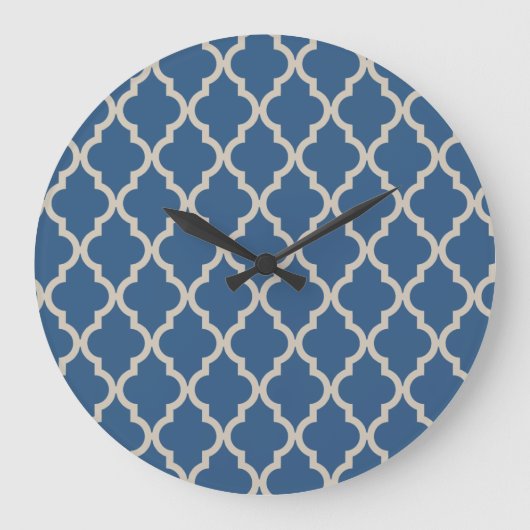 Moroccan Pattern: Blue & Beige Grote Klok (Voorkant)