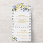 Moroccan Pattern Mediterranean Lemon Wedding  All In One Uitnodiging (Binnen)