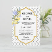 Moroccan Pattern Mediterranean Lemon Wedding Kaart (Staand voorkant)