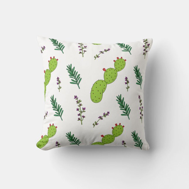 Moroccan Prickly Pear Cactus Pattern Kussen (Voorkant)