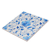 Moroccan Quatrefoil Blue and White Marble  Tegeltje (Zijkant)