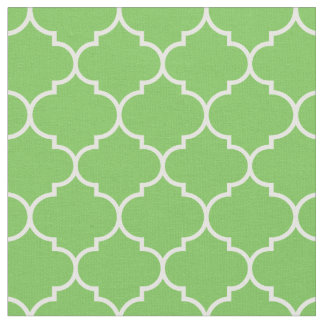 Moroccan Quatrefoil Green Flash & White Stof