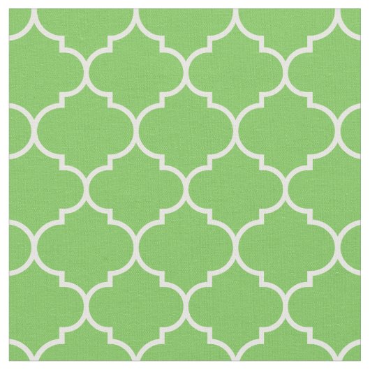 Moroccan Quatrefoil Green Flash & White Stof (Close Up)