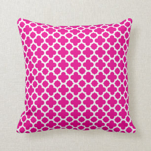 Moroccan Quatrefoil Pattern Hot Pink Kussen