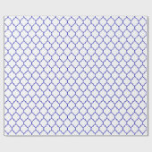Moroccan Quatrefoil Royal Blue op White Cadeaupapier (Vlak)
