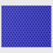 Moroccan Quatrefoil White over Royal Blue Cadeaupapier (Vlak)