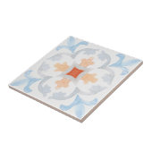 Moroccan style tile flower orange grey summer tegeltje (Zijkant)