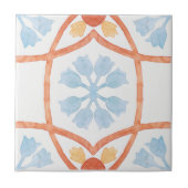 Moroccan style tile flowers orange and blue tegeltje (Voorkant)