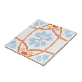 Moroccan style tile flowers orange and blue tegeltje (Zijkant)