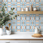 Moroccan style tile geometric orange blue summer tegeltje