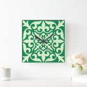 Moroccan tile - emerald and light green vierkante klok (Huis)