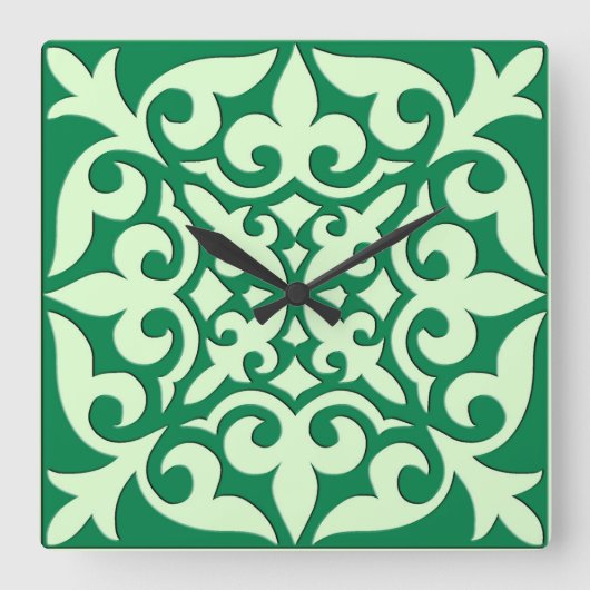 Moroccan tile - emerald and light green vierkante klok (Voorkant)