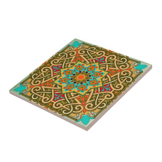 Moroccan Tile Green Blue Tegeltje (Zijkant)