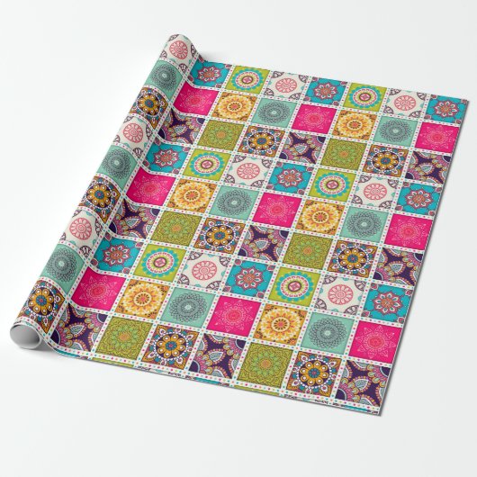 Moroccan Tile Pattern Cadeaupapier (Uitgerold)