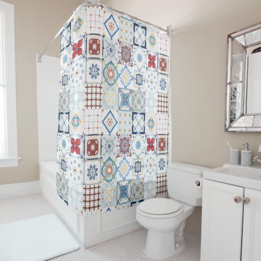 Moroccan Tile Pattern Douchegordijn (In situ)
