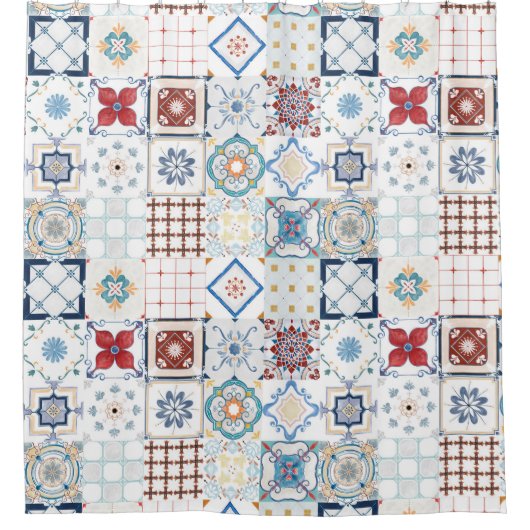 Moroccan Tile Pattern Douchegordijn (Voorkant)