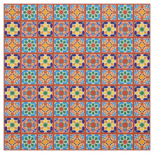 Moroccan Tile Pattern Fabric Quilting Sewing Stof (Swatch)