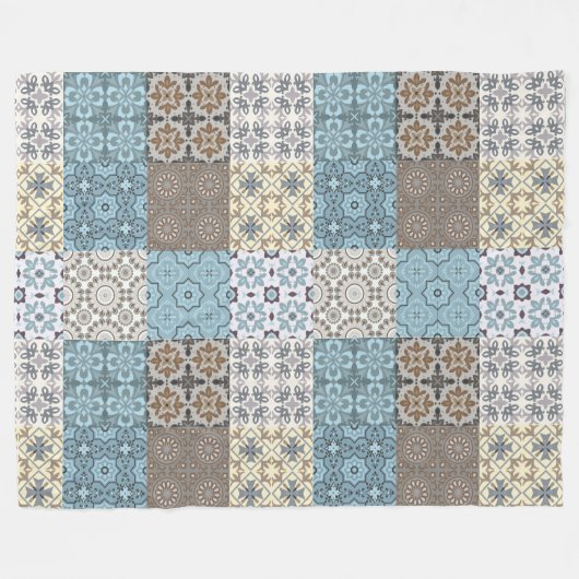 Moroccan Tile Pattern Fleece Deken (Voorkant (Horizontaal))