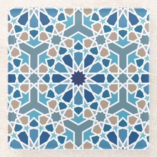 Moroccan Tile Pattern Glazen Onderzetter (Voorkant)