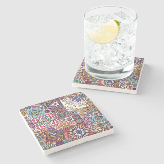 Moroccan Tile Pattern Stenen Onderzetter (Zijkant)