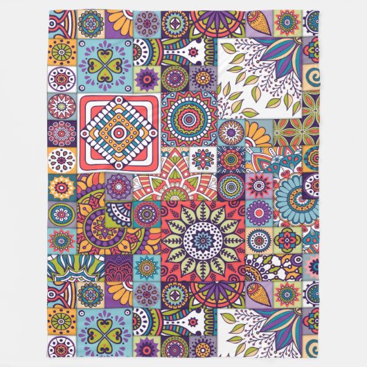 Moroccan Tile / Quilt Pattern Fleece Deken (Voorkant)