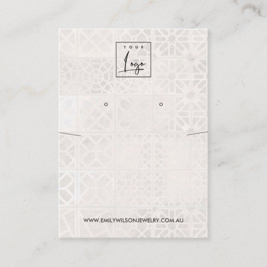 MOROCCAN TILE TEXTURE KETTING EARRING DISPLAY VISITEKAARTJE (Voorkant)