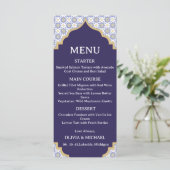 Moroccan Tile Wedding Menu Card (Staand voorkant)