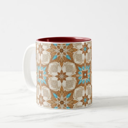 Moroccan Zellij Tile Art Mug Tweekleurige Koffiemok (Voorkant links)