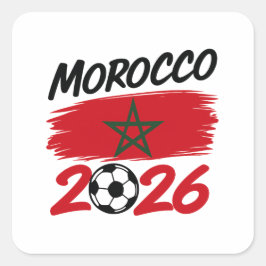 Morocco 2026 Soccer Fan, Football Supporter Pride  Vierkante Sticker
