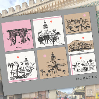 Morocco Africa Sketches Architecture Travel  Briefkaart