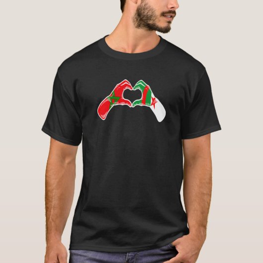 Morocco Algeria Flag - Moroccan Algerian Heart Pre T-shirt (Voorkant)