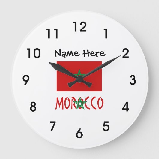 Morocco and Moroccan Flag with Your Name Grote Klok (Voorkant)