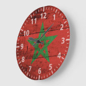 Morocco Flag on Old Wood Grain Grote Klok (Hoek)