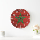 Morocco Flag on Old Wood Grain Grote Klok (Huis)