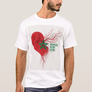 Morocco in My Veins . Moroccan Flag Pride & Identi T-shirt