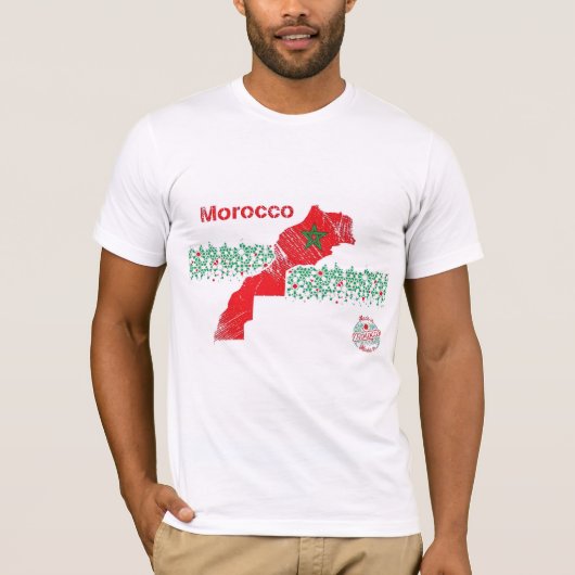 Morocco Map Art – Red & Green Moroccan T-shirt (Voorkant)