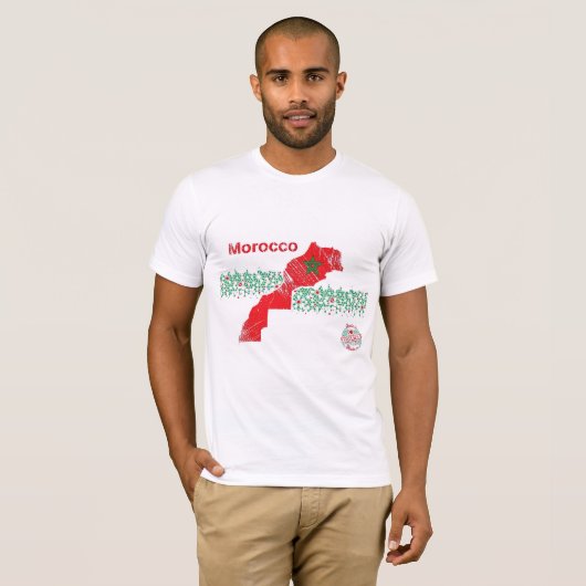 Morocco Map Art – Red & Green Moroccan T-shirt (Voorkant volledig)