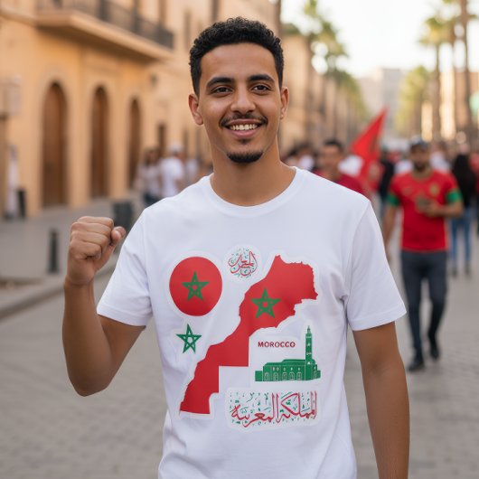 Morocco Map & Flag Sticker T-shirt