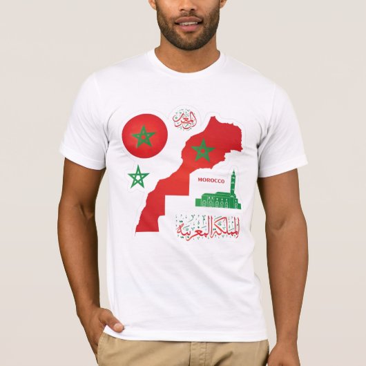 Morocco Map & Flag Sticker T-shirt (Voorkant)