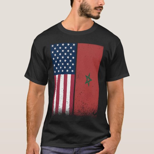 Morocco  Moroccan American Flags Proud USA Morocco T-shirt (Voorkant)